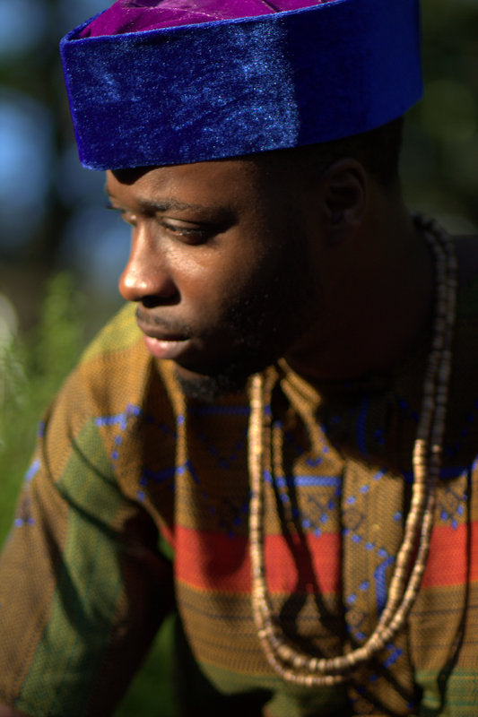 Velvet Cap in Royal Blue & Purple image 1