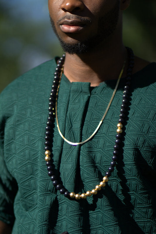 Black & Gold Beaded Necklace image 4