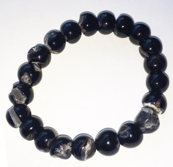 Black Agate Beaded Bracelet - Uneven image 1