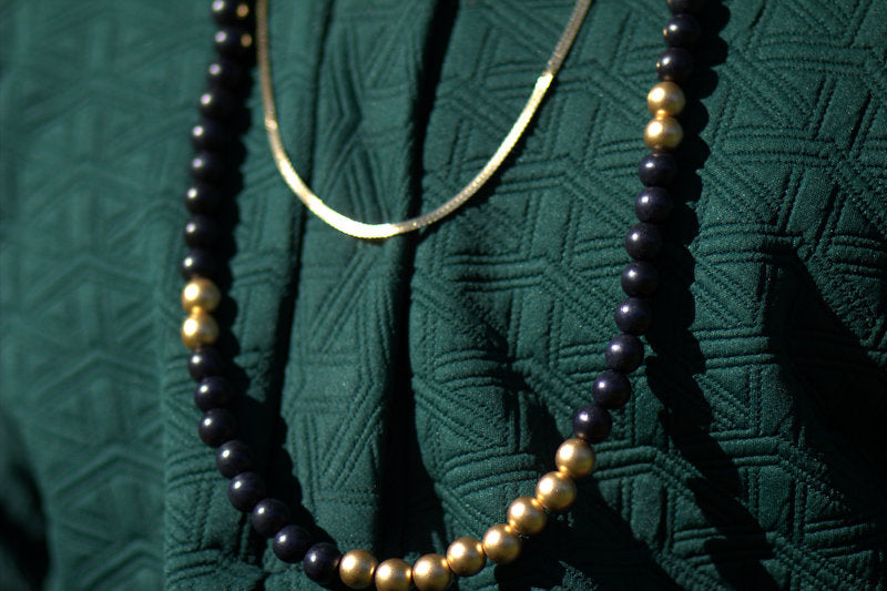 Black & Gold Beaded Necklace image 3