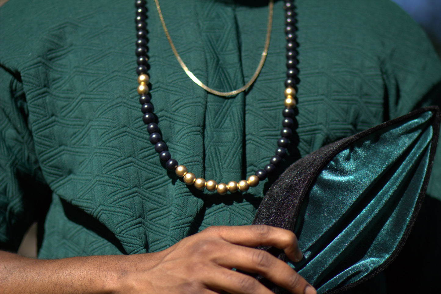 Black & Gold Beaded Necklace image 0