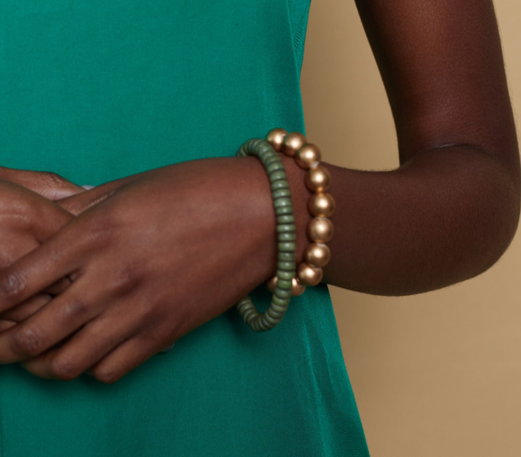 Forest Green Natural Beaded Bracelet image 1