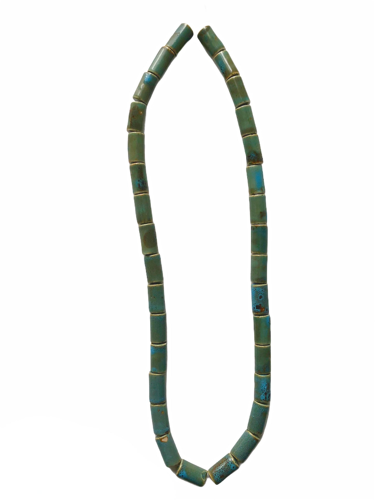 Tribal Tube Beaded Necklace - Aqua