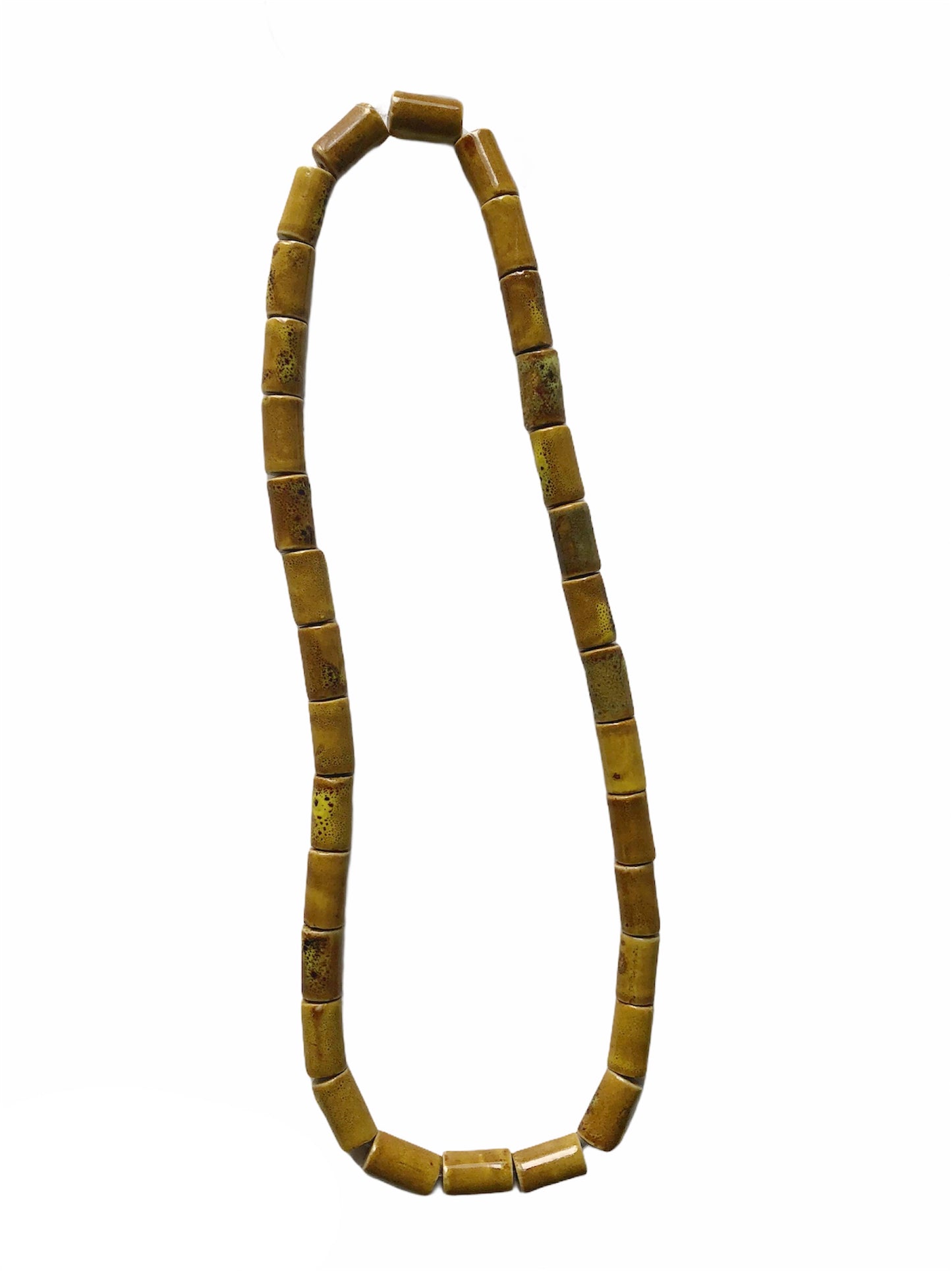 Tribal Tube Beaded Necklace - Yellow
