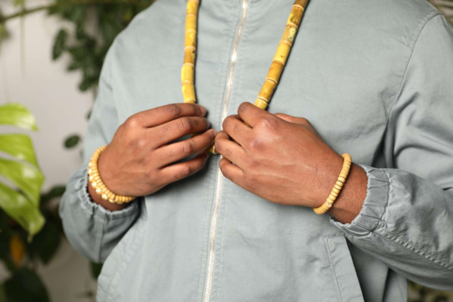 Tribal Tube Beaded Necklace - Yellow