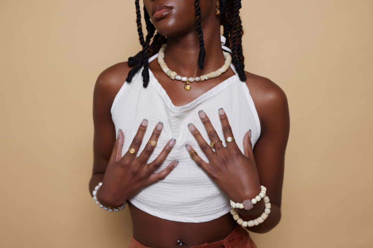 Coral Pearl Uri Choker