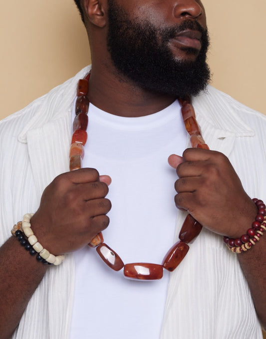 Heavy Igbo Carnelian Beaded Necklace