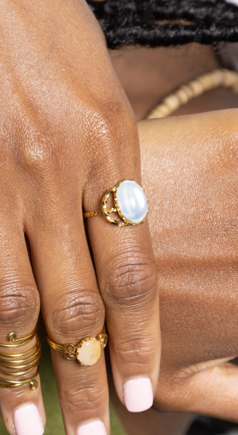 Crescent Gem Ring image 2
