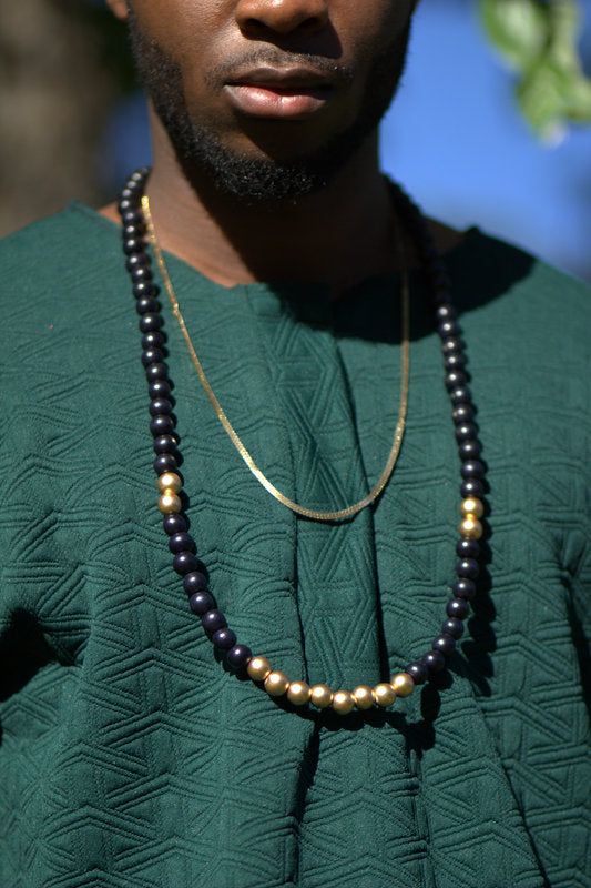 Black & Gold Beaded Necklace image 2
