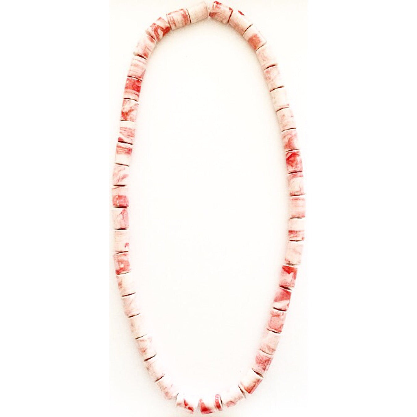 Tribal Tube Beaded Necklace - Red, Green image 1