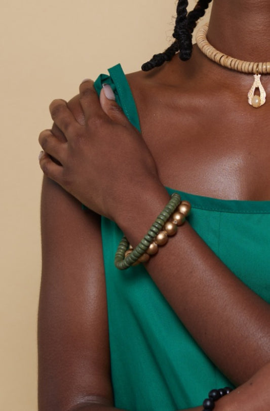 Forest Green Natural Beaded Bracelet image 0