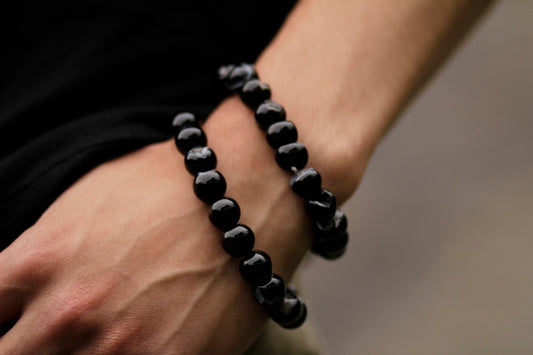 Black Agate Beaded Bracelet - Uneven image 0