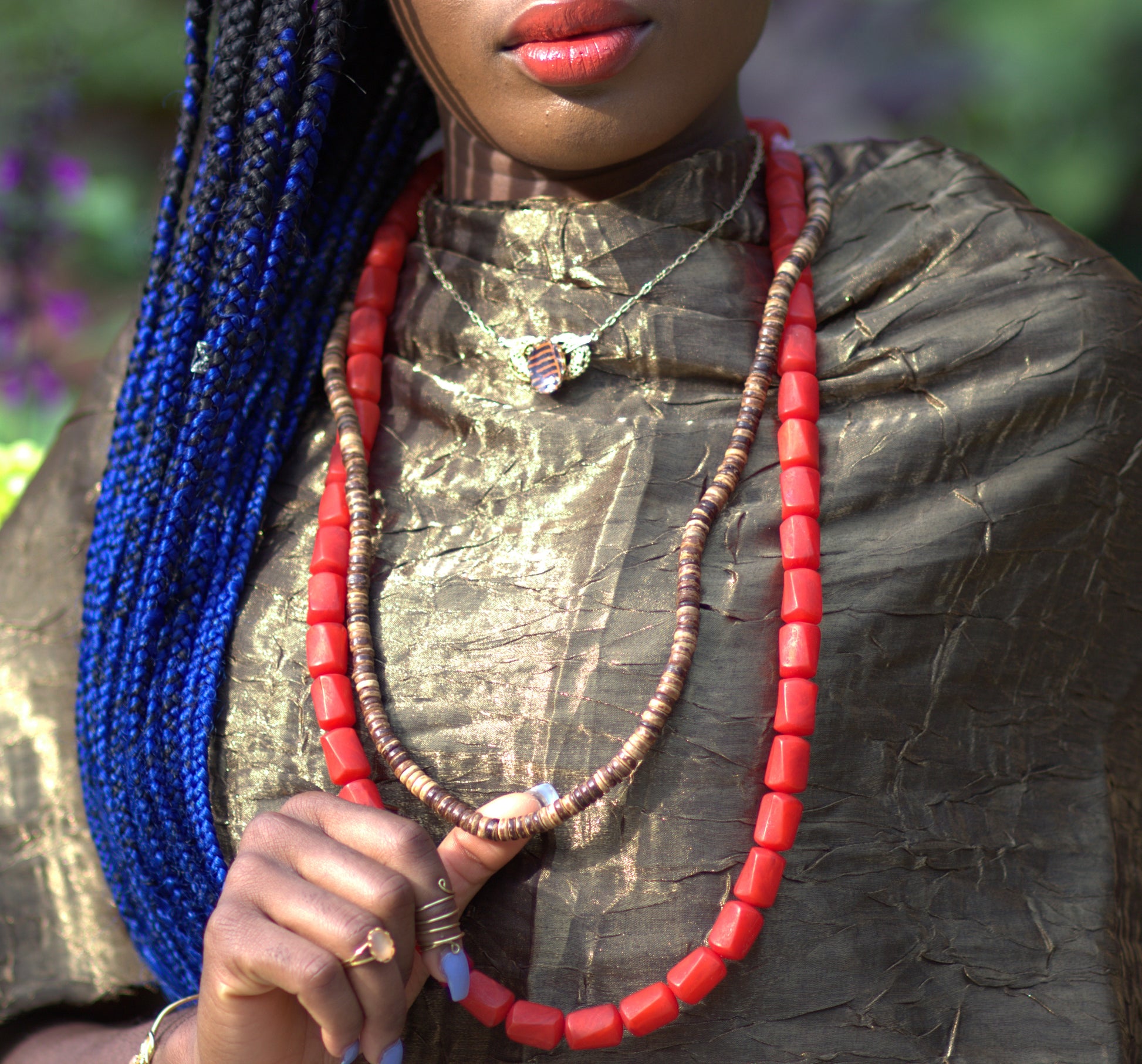 Single Matte Red Tube Necklace image 2