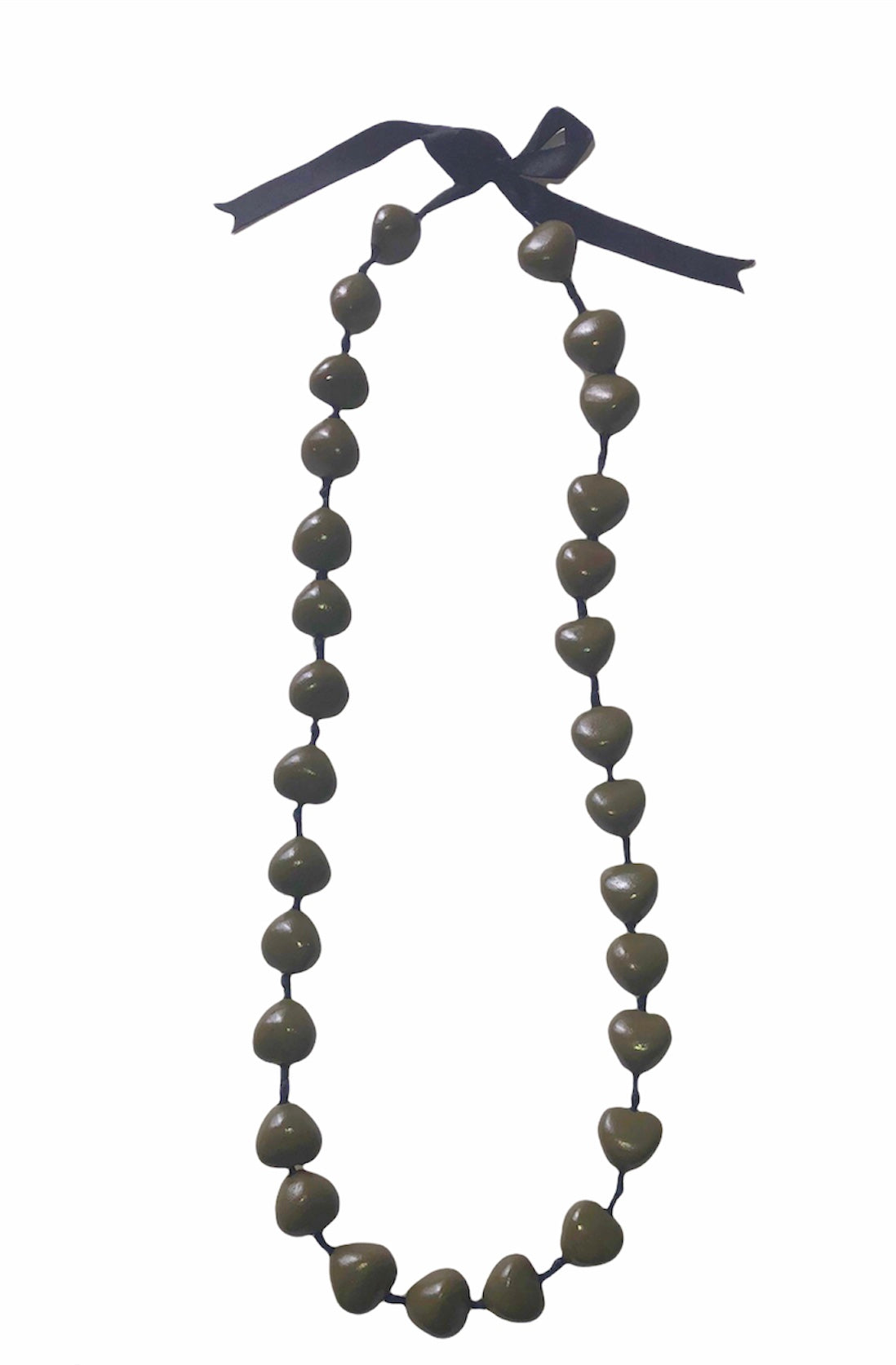 Olive Green Ribbon Necklace image 1