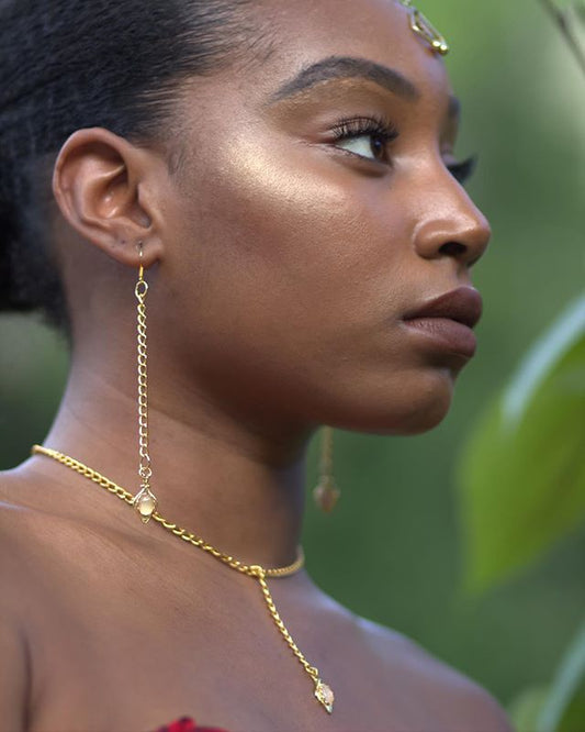 Rose Quartz Raindrop Earring & Choker Set image 0