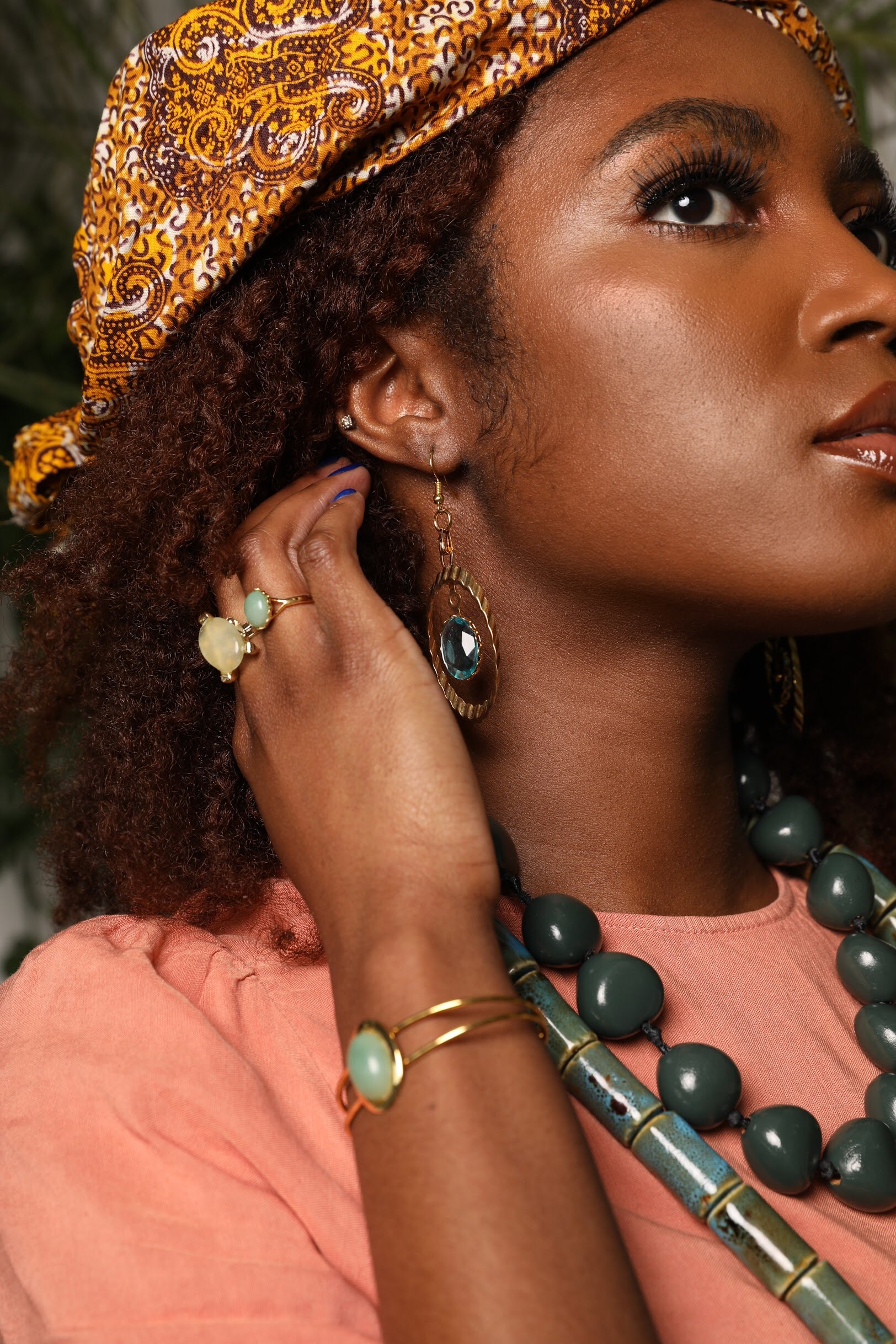 Orb Dangle Earrings - Aqua image 2