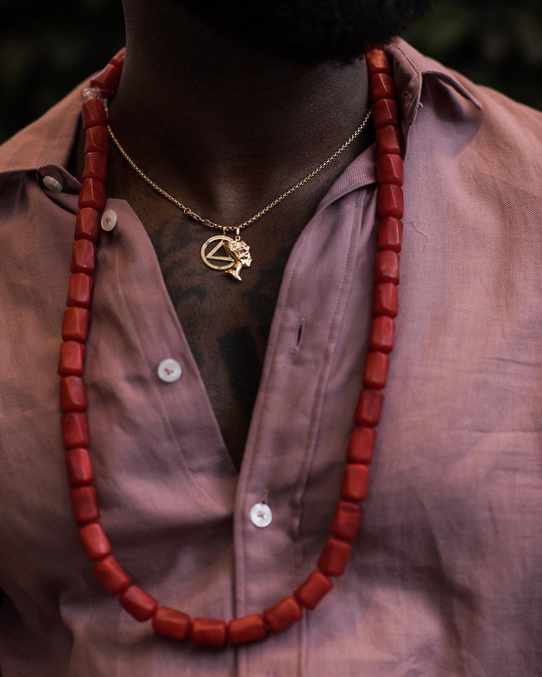 Single Matte Red Tube Necklace image 0