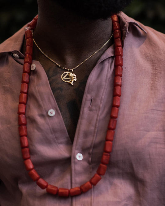 Single Matte Red Tube Necklace image 0