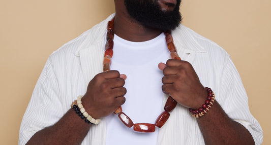 Heavy Igbo Carnelian Beaded Necklace