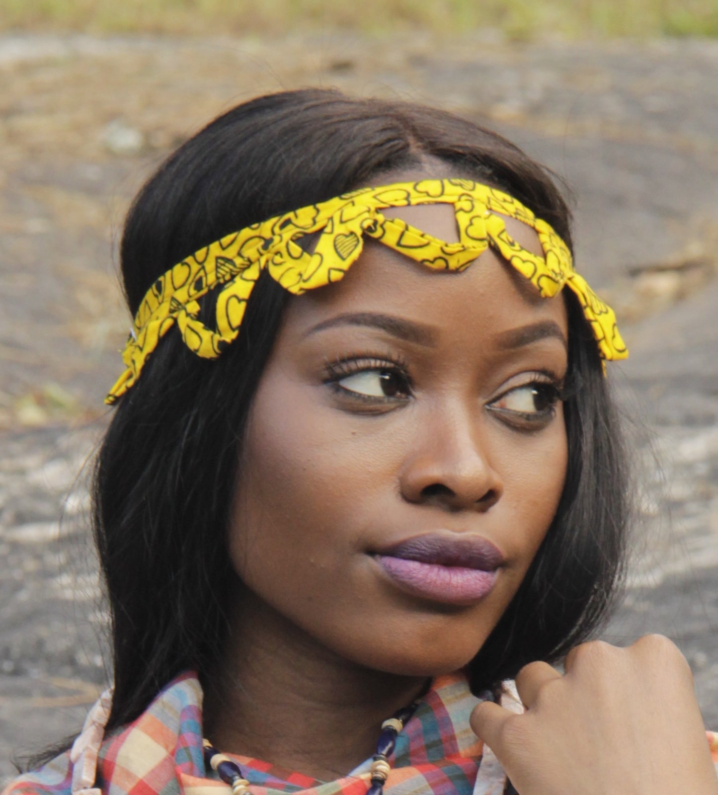 LOVE YELLOW ANKARA HEADPIECE image 1