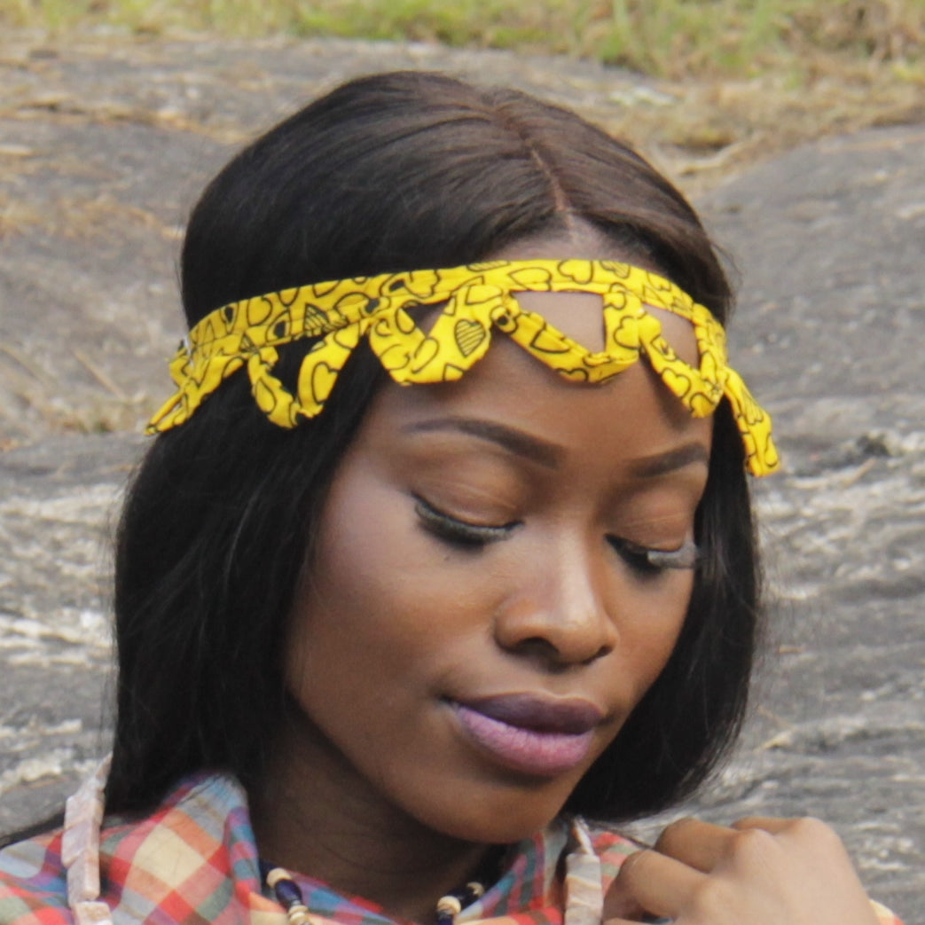LOVE YELLOW ANKARA HEADPIECE image 0